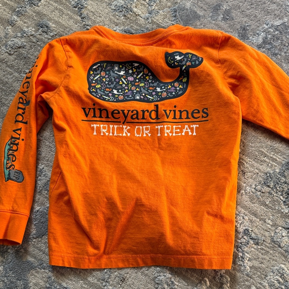 Vineyard Vines Kids' Orange Halloween Long Sleeve Tee
